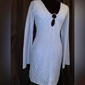 Chic Light Blue Long Sleeve Dress